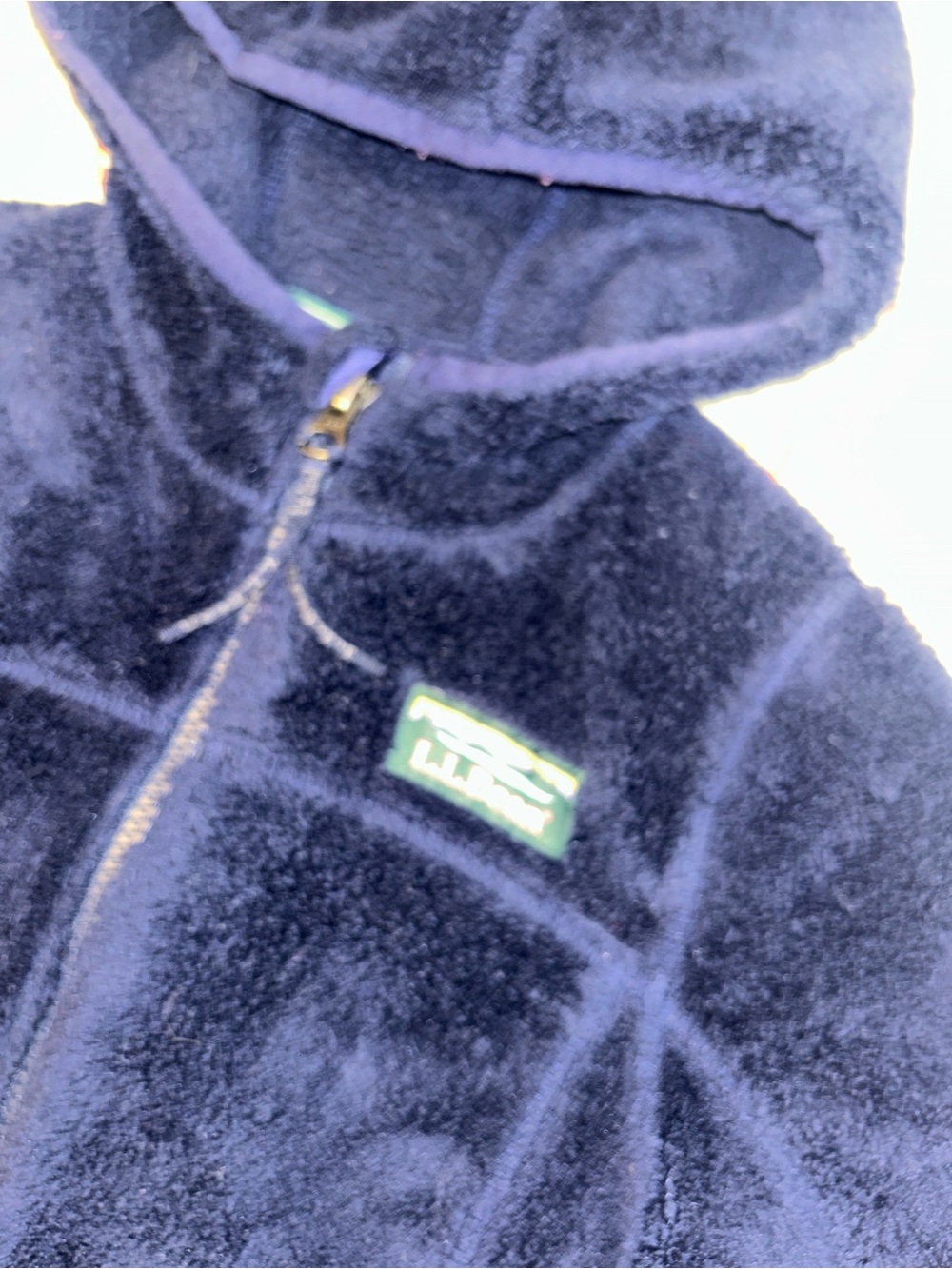 L.L. Bean Kids Plush Hooded Zip Jacket in Navy Blue - Picture 3 of 4